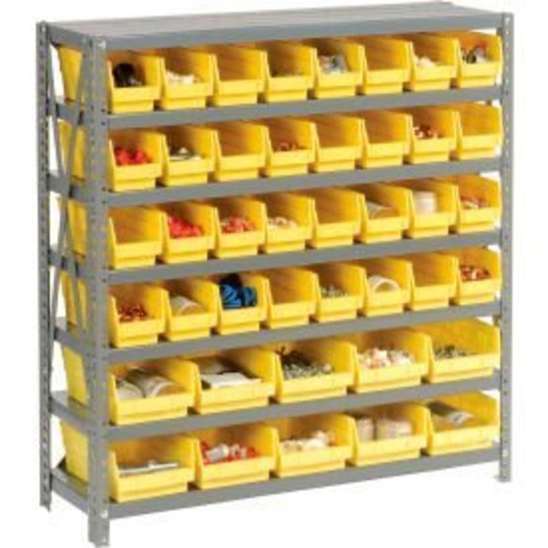 Global Equipment Steel Shelving - Total 42 4"H Plastic Shelf Bins Yellow, 36x12x39-7 Shelves 603432YL